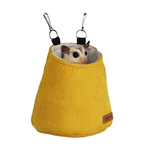 Sugar Glider Pouch - Warm Nest Bed, Sleeping Pouch Bag for Sugar Glider Accessories and Toys, Small Animal Cage Sleep Bag, Sack Swing Hanging Bed (Yellow) - color: Yellow