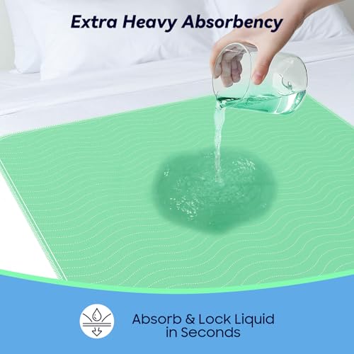 6 Pack 24” x 24” Extra Heavy Absorbency Washable Underpads Bed Pads | WaterProof Nursing Pads Incontinence, Reusable Washable Pee Pads for Dogs, Diaper Changing & Adults, Washable Puppy Pads - size: 6 Pack - 24" x 24"