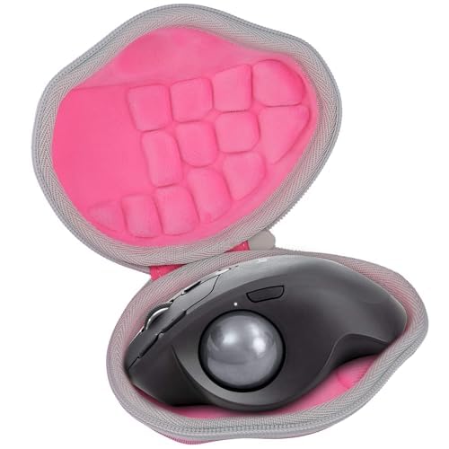 co2CREA Hard Case for Logitech MX Ergo/M575 Wireless Trackball Mouse, Pink | Portable Travel Storage Box, Protective EVA Carrying Bag with Shockproof Foam Cushion and Wrist Strap - color: Pink Case