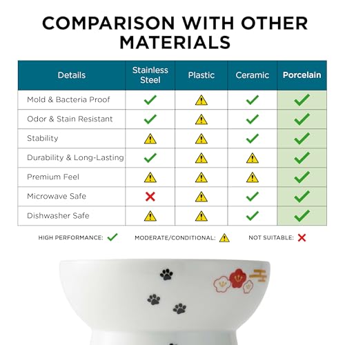 Necoichi Ceramic Raised Cat Food Bowl, Whisker-Friendly (Fuji, Large Flat) - color: Fuji, size: Large