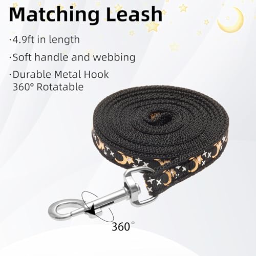 PUPTECK Adjustable Cat Harness and Leash Set Escape Proof Kitten Strap Collar for Walking Travel, Moon&Star - color: Black(Moon&Star), size: Small