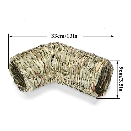 Hamster Grass Tunnel Hideaway, 13 x 3.5 in Reed Straw Tube Nest for Chinchilla, Hedgehog, Gerbil, and Ferret Cage Accessories