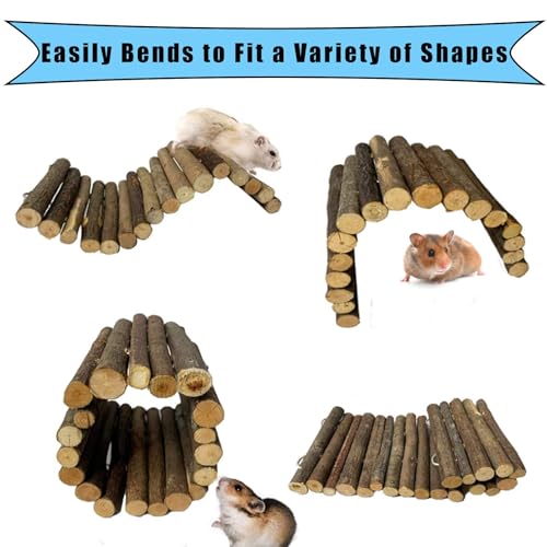 Hamiledyi 4PCS Hamster Bridge Wooden Bridge Toy Rat Ladder Natural Wooden Hideout Tunnel Ladder Hamster Cage Accessories Chew Toys for Guinea Pig Rat Chinchilla Reptile - size: 8.7" × 3.95" (4 pcs)