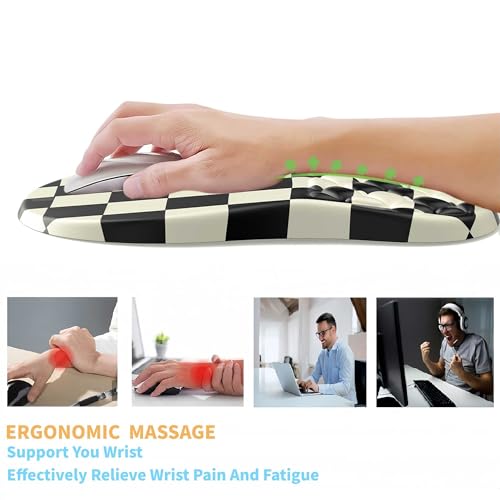 Ergonomic Mouse Pad Wrist Support,Black&White Wrist Rest Mousepad for Carpal Tunnel Pain Relief with Integrated Memory Foam Slope Massage Design - color: H-01