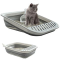 Low Entry Kitten Litter Box Collapsible Shallow Litter Box | Senior Cats Anti-Splashing Kitty Training Open Potty Pan Scoop Leak-proof pedal Cat Toilet No Smell Easy Clean - color: Grey, size: Medium