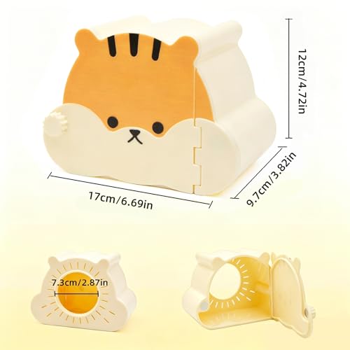 Magnetic Hamster Hideout with Clear Viewing Lid, Mount Hamster House for Syrian Hamsters, Dwarf Hamsters, Gerbils, Mice, Small Animal Hideaway Hut for Acrylic & Wire Cages,Tan Bear4319-1 - color: Tan Bear