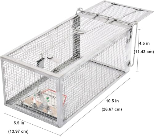 Kensizer Humane Rat Trap, Small Mouse Traps 10.5" L x 5.5" W x 4.5" H | Chipmunk Rodent Trap, Indoor and Outdoor, Mouse Voles Hamsters, Live Cage Catch and Release, 1-Pack - size: Small