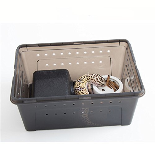 Hypeety Reptile Hide Box Small Animal Hide Cave for Snakes Lizards Geckos | Durable, safe material, with texture surface, helps peeling, easy to clean, provides secure hiding space, balck, 2 pack, S/M