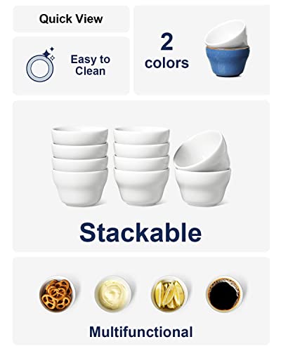 LE TAUCI Bouillon Cups 8 Ounce, Ice Cream Bowls, Small Bowls for Dessert Soup Chili Dipping Sauce Coffee Cupping - Set of 6, White - color: White