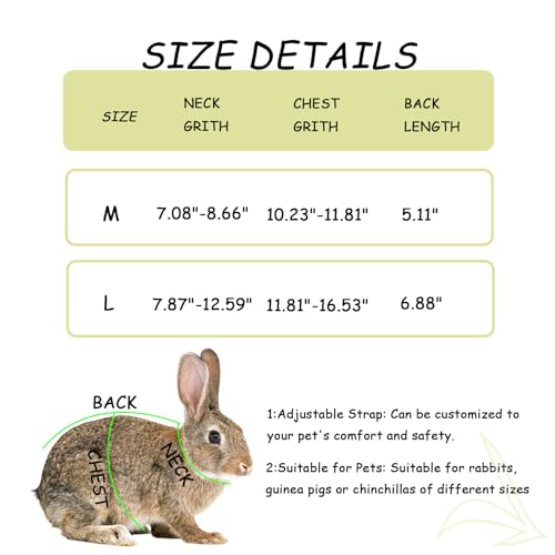 Adjustable Rabbit Harness and Leash Set Lightweight Pet Harness Breathable Cute Rabbit Harness with Safety Buckles for Small Pets