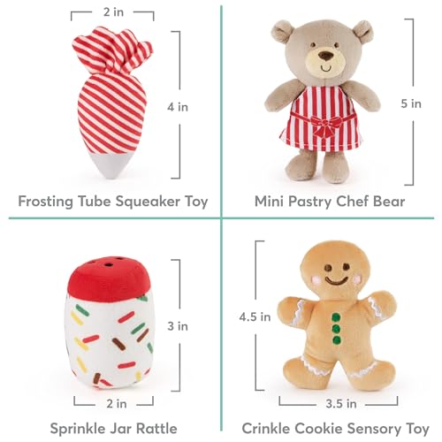 GUND Baby Play Soft Collection, My First Gingerbread House 5-Piece Playset with Rattle, Squeaker and Crinkle Plush Toys, Sensory Toy for Babies, 7.5” - style: Gingerbread House