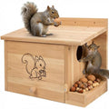 Extra Large Squirrel Houses for Outside 15.7" Outdoor Nest Box with Feeder | Carbonized pine wood, anti-predator design, Mounts on tree or fence. 2-in-1 shelter and feeder for backyard wildlife