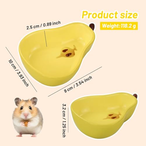 Hamster Food Bowl Ceramic, Cute Apple Pear Banana Shape Small Pet Feeding Dish, Easy to Clean Anti Flipping Guinea Pig Hamsters Food and Water Bowl, Small Animal Bowls for Dwarf, Parrots (Pear) - color: Pear