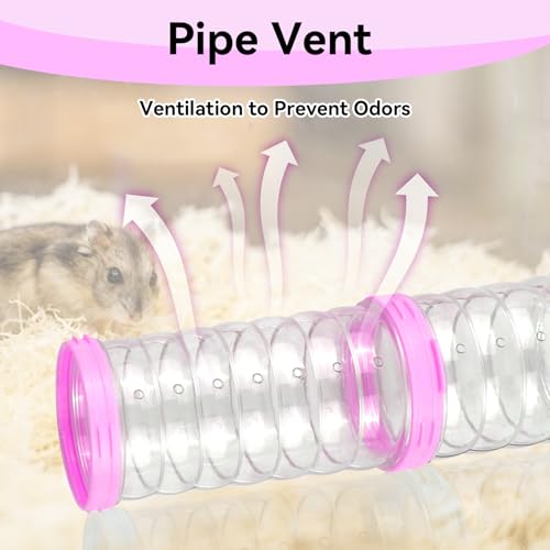 Plastic Hamster Tunnel, 8 Pack Hamster Tube Set DIY Assembled Sports Training Ferret Tube External Accessories Fun Small Animal Hiding Pipe Toy Syrian Dwarf Rat (Pink)