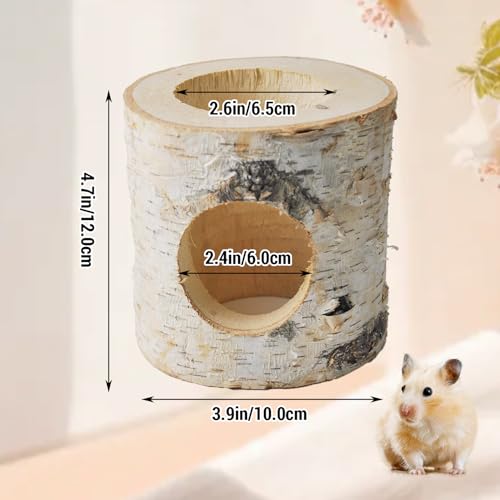 Dwarf Hamster Wood Tunnel,Hollow Trunk Hole Mice Tube Gerbil Cage Accessories for Chewing Climbing Small Animal Natural Birch Hideout
