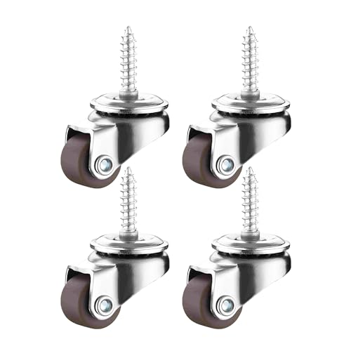 0.5 inch M4x15 Mini Self-Tapping Screw Casters,TPR Mute Rubber Swivel Single Caster Screws in Wheels -Brown - color: Brown, size: Self-Tapping 0.5"-M4X15