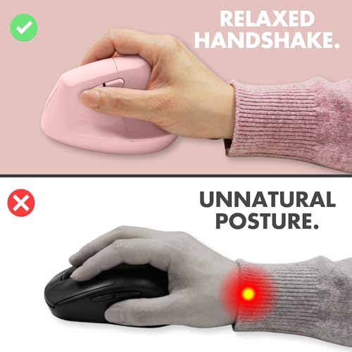 X9 Performance Wireless Vertical Ergonomic Mouse - (BT + 2.4Ghz) - Click in Comfort - Up to 4000 DPI, 6 Button, Rechargeable - Bluetooth Ergonomic Vertical Mouse Wireless - for Mac and PC - Pink - color: Pink