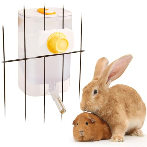 24oz Rabbit Water Dispenser No Drip for Cage, Hanging Automatic Guinea Pig Water Bottle Large Small Aniaml Cage Accessories for Ferret Guinea Pig Rat Rabbit (White)