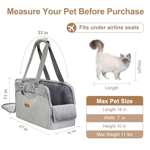 Dog Purse Carrier for Small Dogs Cats Rabbits Up to 12lbs, Lightweight Pet Sling Carriers with Large Pockets, Portable Puppy Soft Sided Tote Bag Carrier for Vet,Hiking,Travel - color: Grey-Furry