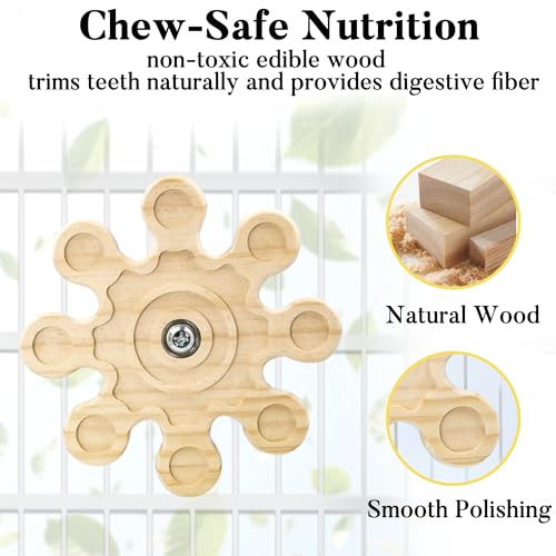 Rotating Chinchilla Chew Toys for Teeth, Kiln-Dried Wood Enrichment | Interactive Hanging Exercise Chinchilla Toy for Cage, Spinner Wheel Accessories for Playtime, Satisfies Chewing Instinct - color: 1pc, size: Large
