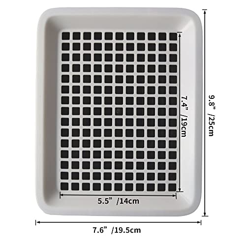 Guinea Pig Litter Box, Small Animal Cage Potty Tray, Detachable Grid Pan | Black-and-white PP litter tray with detachable grid, low entry and side grips for guinea pigs and other small pets