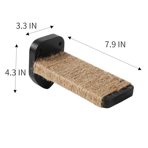 3 Pcs Cat Steps and Perches for Wall, Climbing Shelf With Hemp Rope, Wall-Mounted Furniture Set With Scratching Pads for Playing (Black) - color: Black