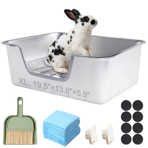 Stainless Steel Sifting Litter Box for Rabbit (XL) - size: X-Large