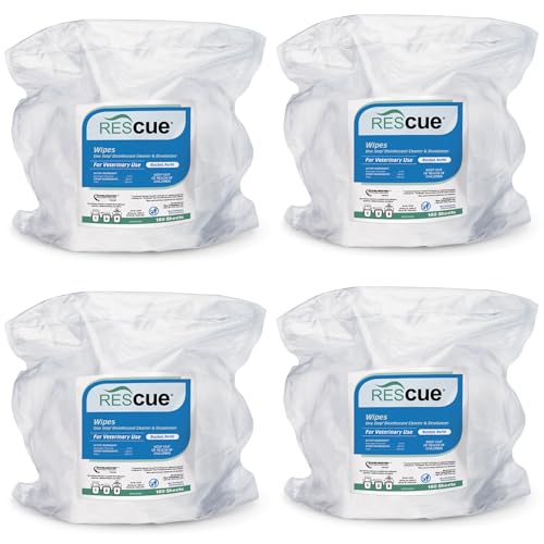 REScue One-Step Disinfectant Cleaner & Deodorizer Wipes for Vet Use – Cleaner for Kennels, Litter Boxes, Vet Offices, Pet Grooming Surfaces – Extra Large Wipes, 160-Count Bucket Refill (4 Pack) - size: Bucket Refills (4 Pack) XL Wipes