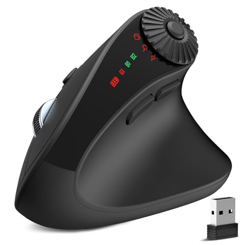 SABLUTE MAM51 Ergonomic Mouse Wireless with Side Scroll Wheel, Bluetooth Mouse with 4000 DPI, 8 Buttons Office Wireless Computer Mouse, Small to Medium Sized Hands Vertical Mice for PC and Desktop