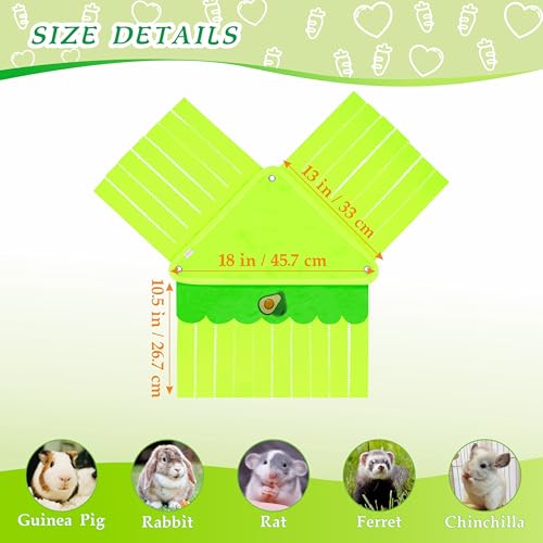 Guinea Pig Hideout, Cute Guinea Pig Corner Fleece Forest Hideaway 3-Side Curtain, Rabbit Hammock Toy and House Bed for Bunny, Ferret, Rat, Chinchilla and Small Animal Cage Accessories (Green)