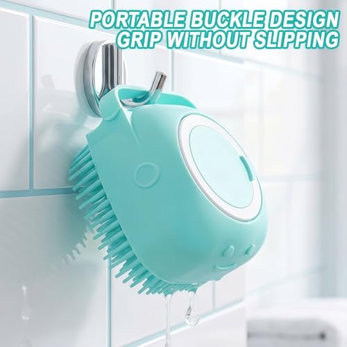 Pet Bath Brush, Silicone Massage Bristle Pet Shower Scrubber for Grooming & Massaging – Suitable for Long & Short Haired Dogs, Cats, and Small Pets/Blue - color: blue