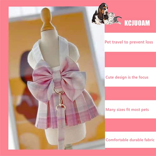 Dog Dress,Dog Harness and Leash Set,Puppy Cat Bunny Rabbit Clothes for Small Large Dogs Dresses - color: Pink, size: XX-Small