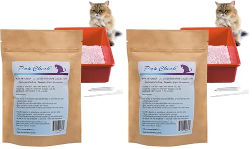 PawCheck Cat Litter for Urine Collection - Reusable and Non-Absorbent Cat Urine Collection Home Kit Intended to Monitor Cat Health (Pack of 2) - size: 4 Piece Set (Pack of 2)