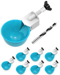 Chicken Waterer Cups (8 Pack) with 3/8" Drill Bit - Light Blue | Automatic Poultry Drinker Feeder Kit for Chickens, Ducks, Turkeys, Quail, Bunnies | DIY Gravity Fed Bucket Water Dispenser - color: Light Blue, size: 8 Pack + Drill bit