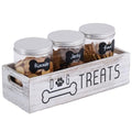 Dog Treat Container Cat Food Organizer Box with 3 Jars Personalized Pet Food Storage Containers Dog Treat Station Cat Treat Storage Farmhouse Decor Gift for Pet