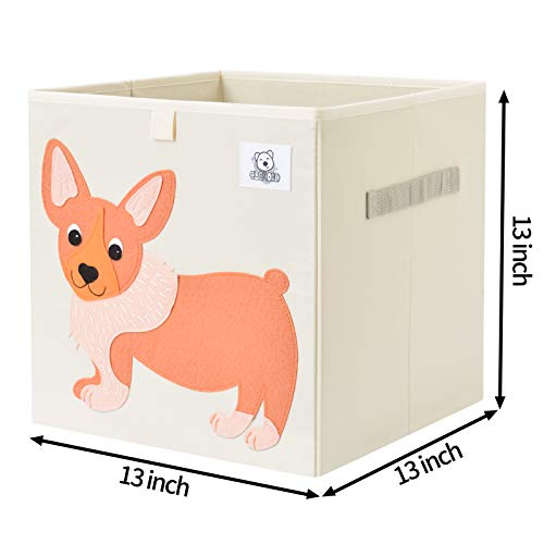 13 Inch Animal Cube Storage Bins, Foldable Fabric Kids Toy Box & Toy Chest | Kids Storage Cubes, Toy Storage Organizer Basket for Toddlers, Boys and Girls, Playroom and Nursery (Dog) - color: Dog
