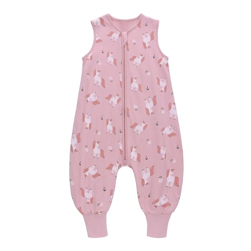 Miracle Baby Sleep Sack with Feet, 0.5 TOG 100% Cotton Wearable Blanket with Legs, Sleeveless Sleeping Bag for Babies(2 Pack) - color: Pink + Dots, size: S (6-18 Months)