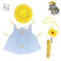 Guinea Pig Clothes,Soft Bunny Ferret Clothes with Pet Rabbit Harness and Leash Mini Hat Bag Cute Brooch for Kitten Small Animal Collars - color: Blue, size: Medium