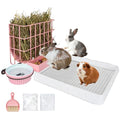 BESNEW 3 in 1 Rabbit Hay Feeder with Litter Box,Upgraded Metal Hay Rack & Litter Tray & Water Bowl,Quick Cleaning,Easy to Install,Bunny Supplies for Rabbit Guinea Pig Chinchilla Small Animals - color: Pink, size: 10in set