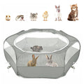 Pawaboo Small Animal Playpen with Zippered Cover,Light Gray | Portable pop-up pet tent for supervised rabbits, guinea pigs, chicks and kittens; water-resistant bottom and 3 metal rods - color: B-Gray