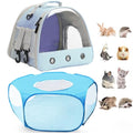 2-Pack Guinea Pig Carrier Backpack and Playpen with Lid, Breathable Pet Playpen Pop Open Exercise Fence, Portable Small Animal Cage for Rabbits, Chinchillas, Squirrel, Lizard, Sugar Glider - color: Blue