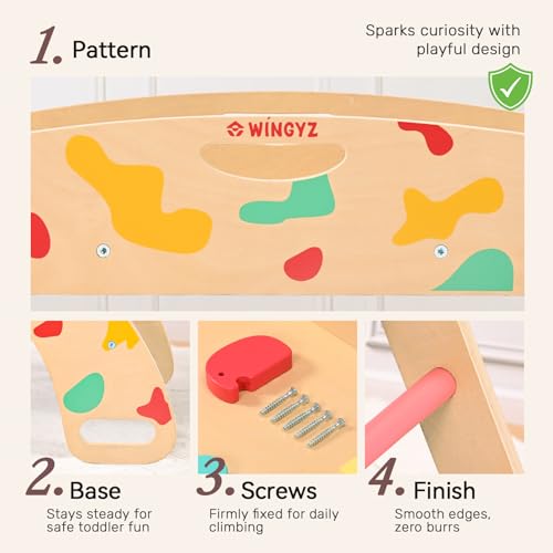 Pikler Triangle Set, Montessori 8-in-1 Climbing Set with Cushion | Wood Jungle Gym for 18M-5Y, Foldable, Reversible Animal Slide, Patent-Protected, 2.35in Gap, ASTM F963, Rainbow - color: Rainbow