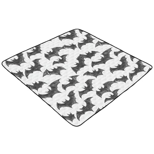Baby Play Mat Black Brush Doodle Bats 50 x 50 Playpen Mats for Floor Play Gym Crawling Mat Non-Slip Cushioned Baby Playmat for Infants, Babies, Toddlers - color: multi 24