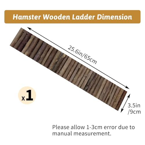 Hamiledyi Hamster Bridge Wood Hamster Climbing Ladder Rat Ladder Bridge Small Animals Cage Accessories for Dwarf Syrian Hamster Mice Gerbils Sugar Glider Wooden Hideout Toy (25.6×3.5IN) - size: 25.6" × 3.5" (1 pcs)