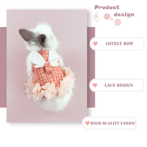 Bunny Harness and Leash,Adjustable Soft Guinea Pig Clothes Pet Rabbit Ferret Harness Costumes for Small Animals Dress - color: Orange, size: Medium