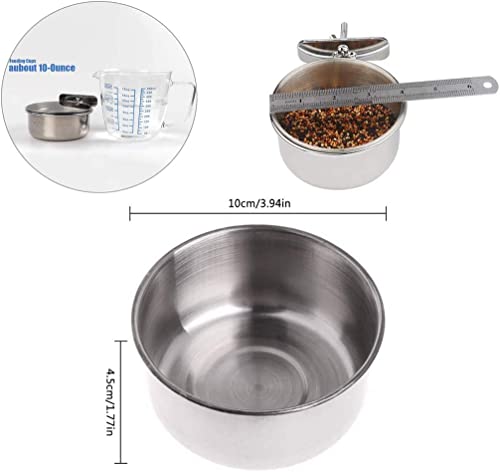 PINVNBY Parrot Feeding Cups Birds Food Dish Stainless Steel Parrot Feeders Water Cage Bowls with Clamp Holder for Cockatiel Conure Budgies Parakeet Macaw Small Animal Chinchilla Pack of 6