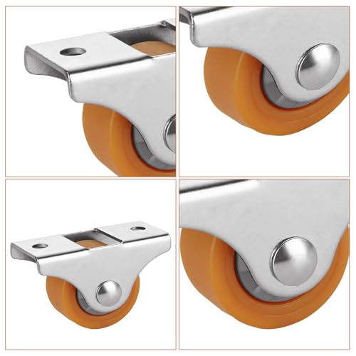 SHUESS 24 PCS 1" Small Casters Wheels, Mini Trundle Bed Wheels with Metal Top Plate, Silent Ball Bearing TPR Wheel for Furniture Rolling Cabinet Trundle Bed Drawer with 60 Screws
