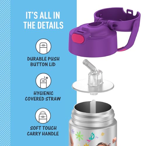 THERMOS FUNTAINER Water Bottle with Straw, 12oz, Encanto | Kids Stainless Steel Insulated Water Bottle, Keeps Drinks Cold Longer for School & Play, BPA-Free - color: Encanto, size: 12 Ounces