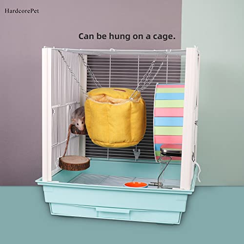 Rat Bed, Sugar Glider Hammock, Rat Bed for Cage, Guinea Pig Hanging Basket Warm Bed, Sugar Glider Pouch Hanging Bed, Small Animals Removable Nest Mat for Hamster, Syrian Hamster (Yellow) - color: Yellow
