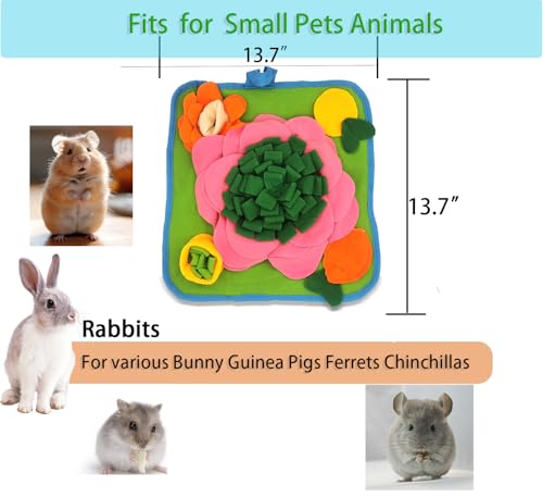 Rabbit Foraging Mat，Bunny Snuffle Mat for Hamsters Puzzle Toys Ferrets Interactive Feeding Mat for Guinea Pigs Hedgehog Chinchillas Small Animals Stress Relief (Green Pink) - color: Green Pink
